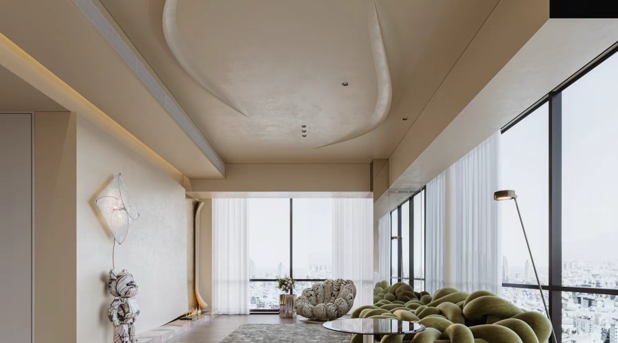 廣東GRG吊頂廠家-成都客廳GRG吊頂造型全案落地