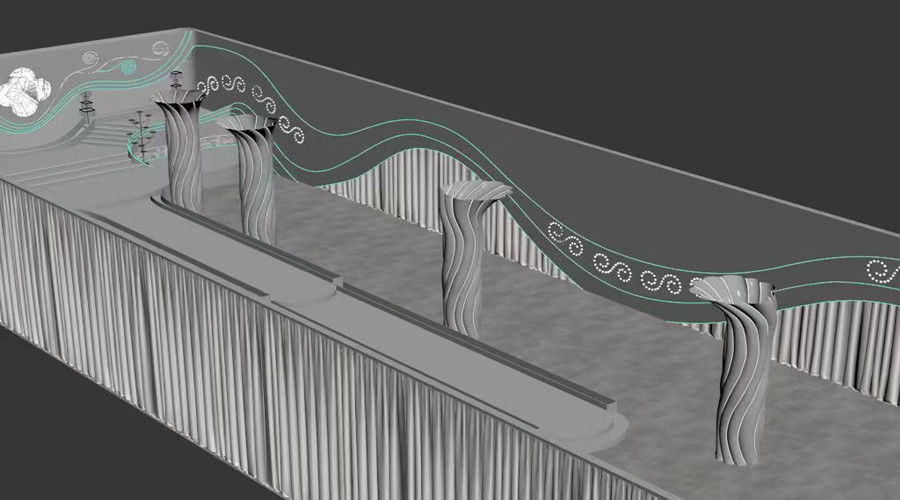 四川達(dá)州宏帆巴人廣場GRG麻花柱子造型項目