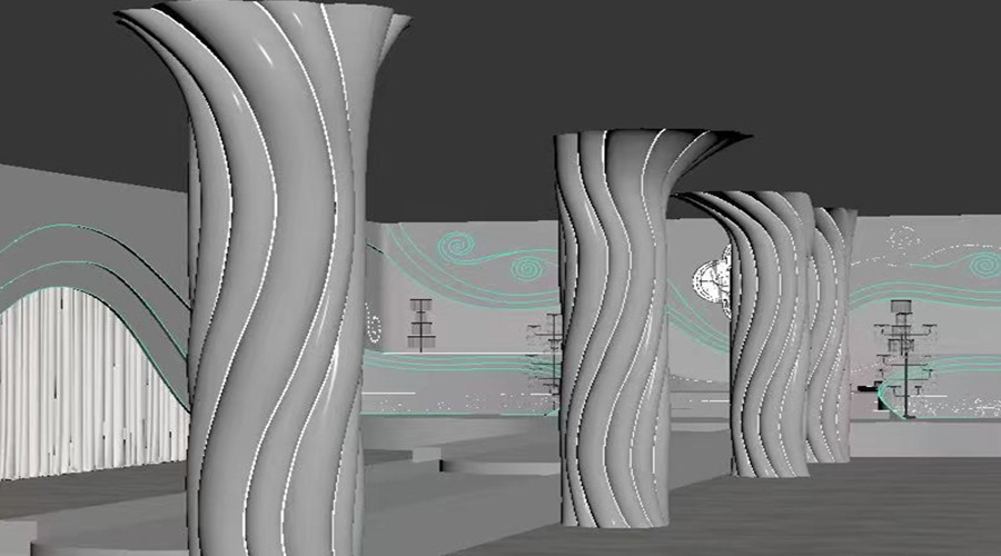 四川達(dá)州宏帆巴人廣場GRG麻花柱子造型項目